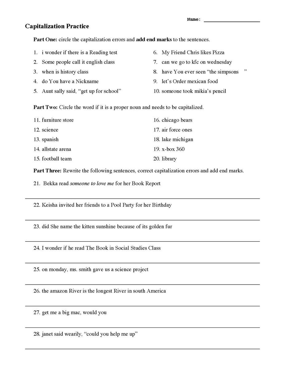 Capitalization Worksheets Lessons And Tests Language Arts Activities Capitalization Worksheets Lessons And Tests Language Arts Activities