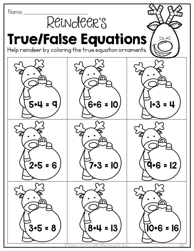 Math Christmas Worksheets First Grade