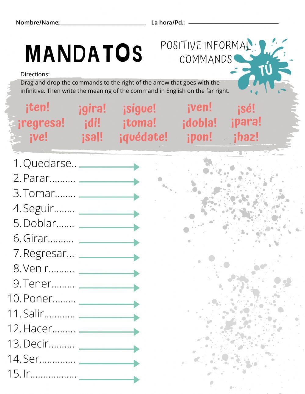 Classroom Commands English Spanish ESL Worksheet By Ms Panda Worksheets Library