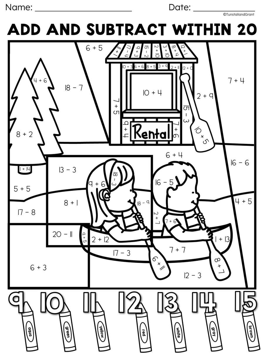 Color By Math Worksheets For Addition And Subtraction Practice That Kids Love Tunstall S Teaching