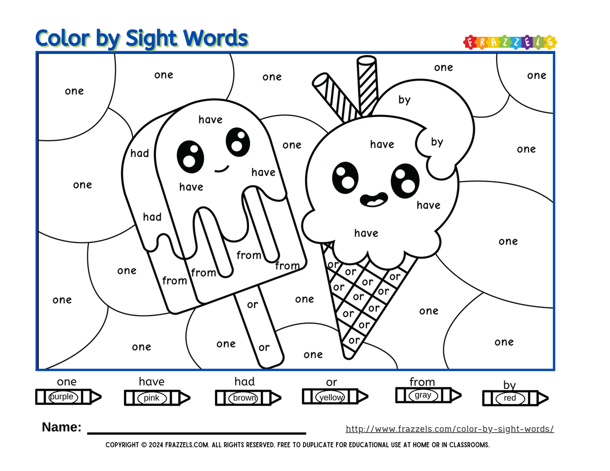 Color By Sight Words Free Pdfs Frazzels Color By Sight Words Free Pdfs Frazzels