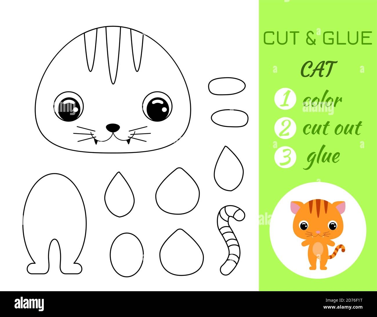 Coloring Book Cut And Glue Baby Cat Educational Paper Game For Preschool Children Cut And Paste Worksheet Color Cut Parts And Glue On Paper Cartoo Stock Vector Image Art Alamy