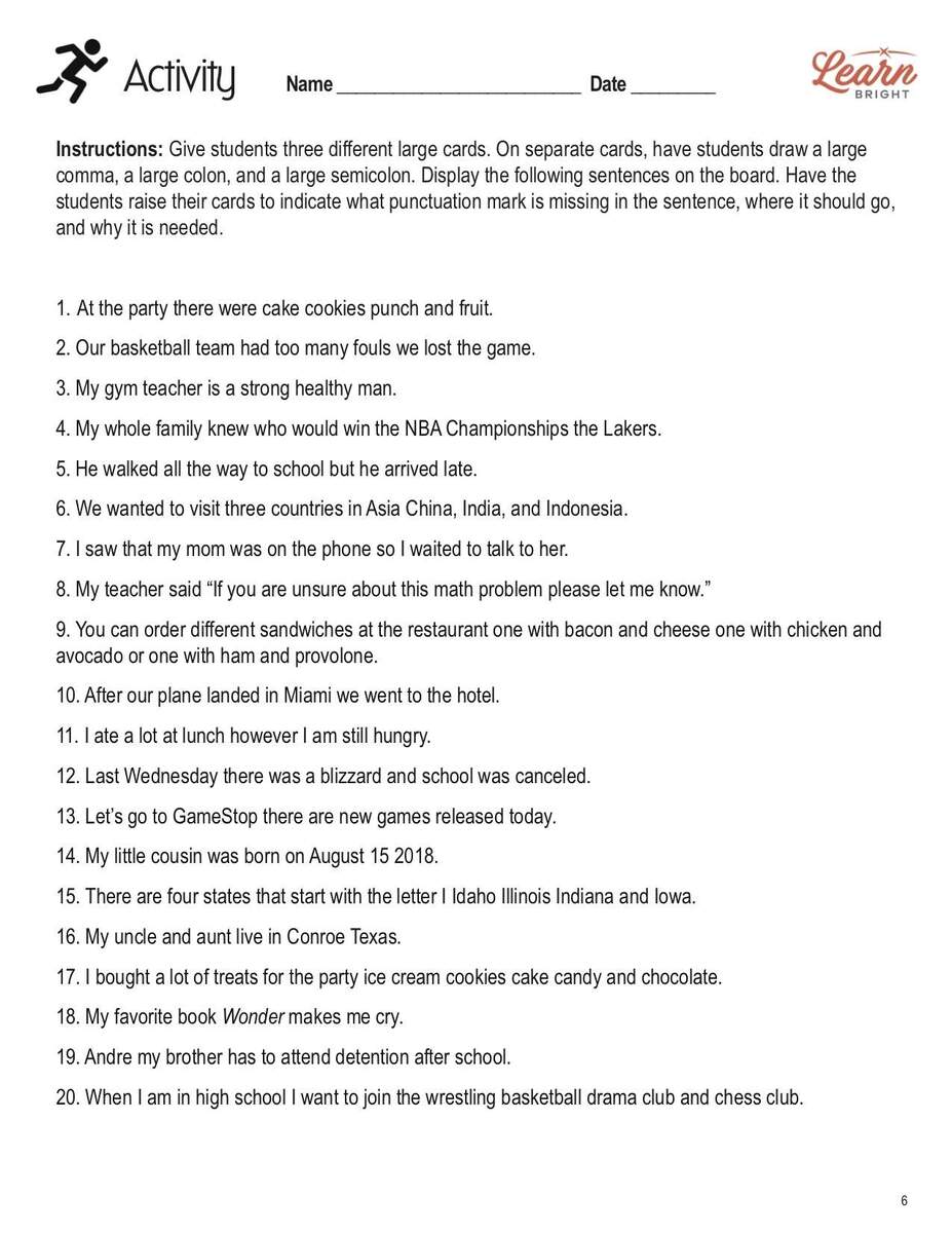 Commas Colons And Semicolons Worksheets Library Commas Colons And Semicolons Worksheets Library