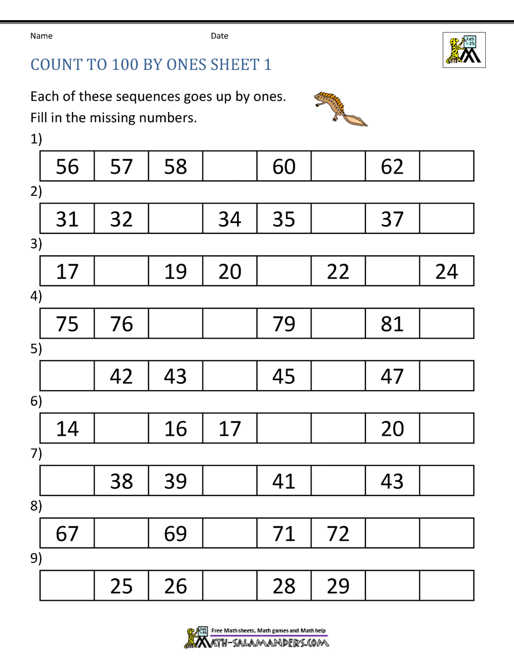 Count To 100 By Ones