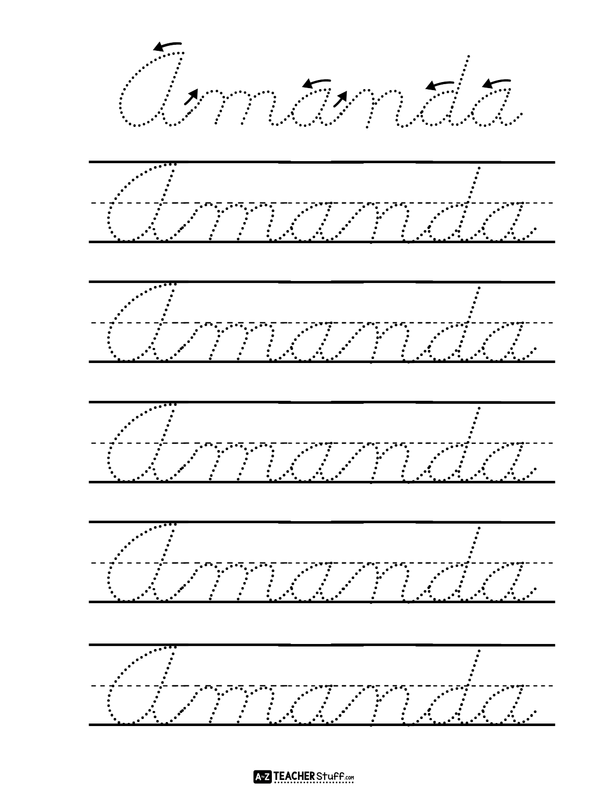 Cursive Handwriting Tracing Sheet Maker A To Z Teacher Stuff