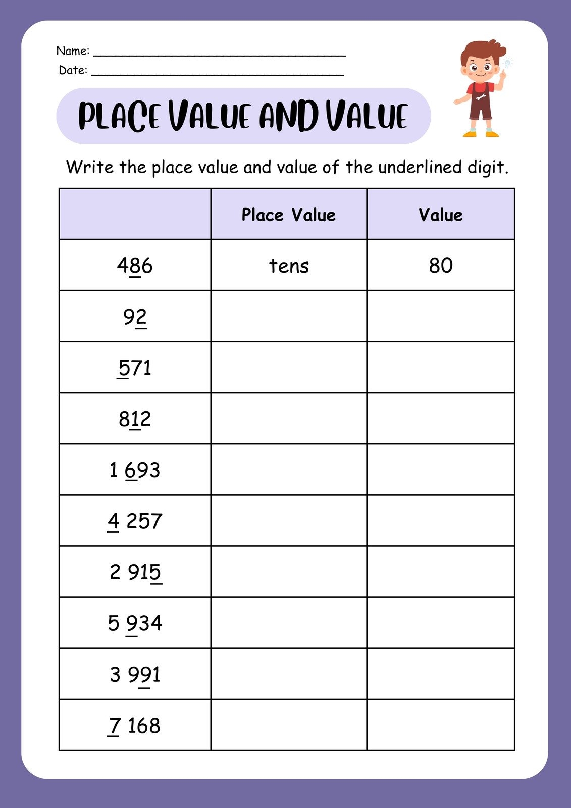 Customize 127 Place Value Worksheets Templates Online Canva A Grape Place Value Worksheet ArgoPrep