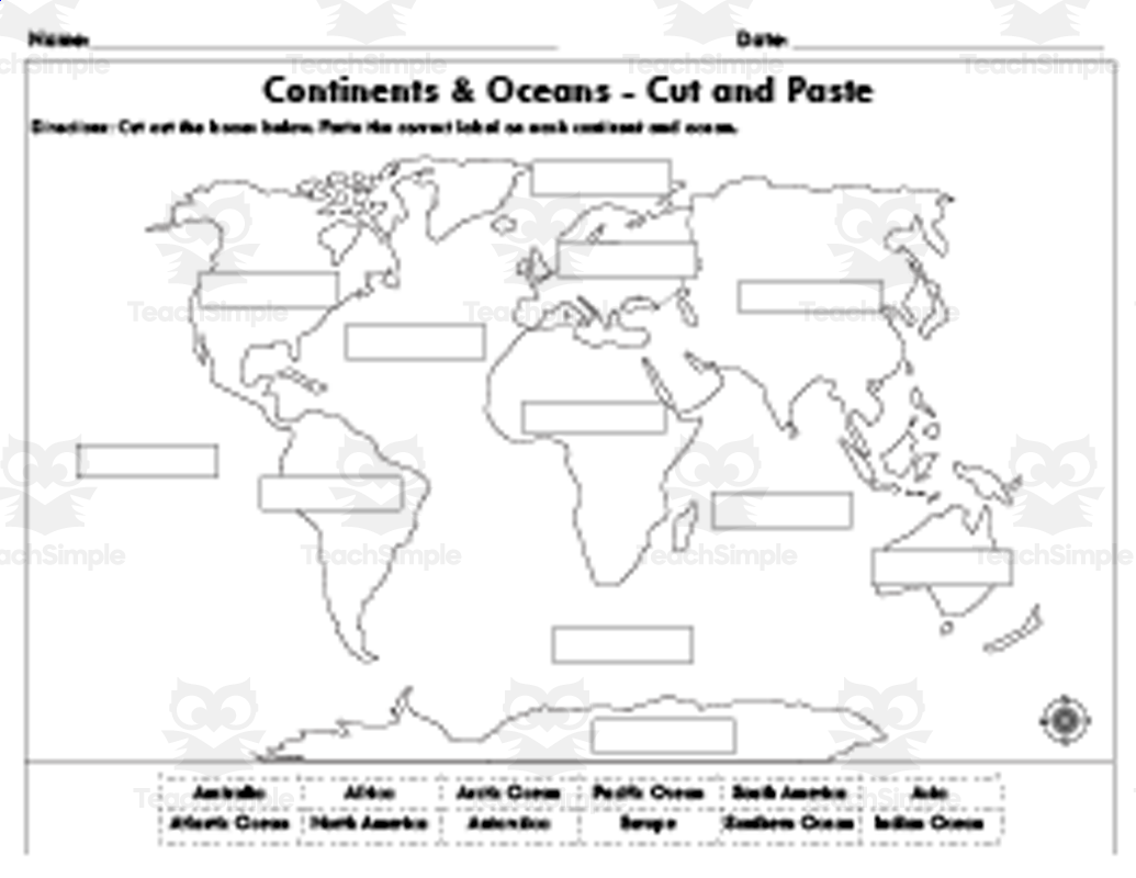 World Map World Map Quiz Test And Map Worksheet 7 Continents And 5 Oceans Made By Teachers