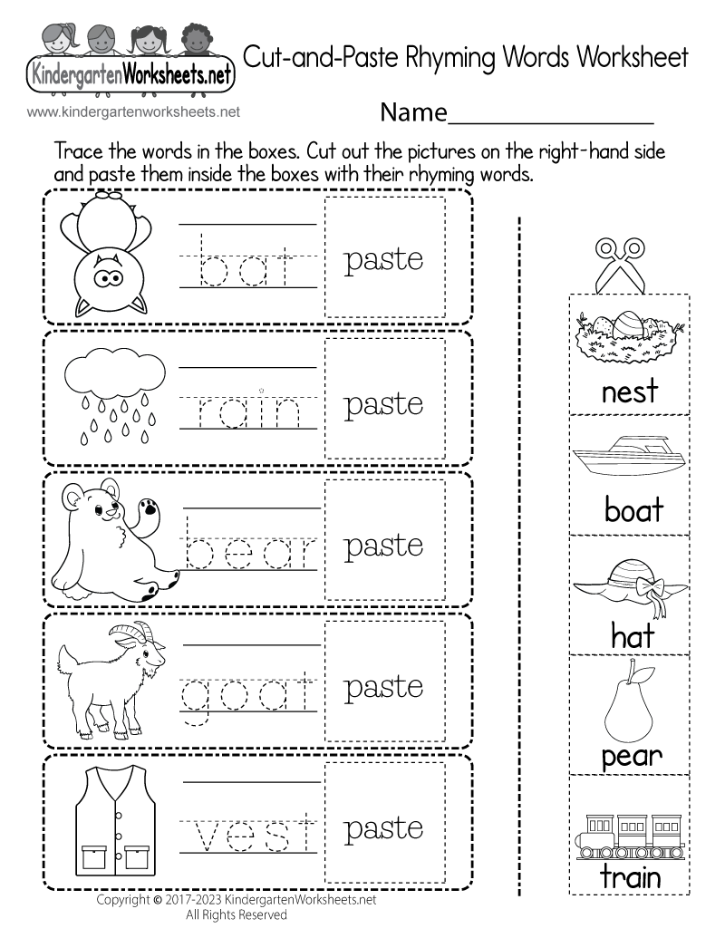 Cut And Paste Rhyming Words Worksheet Free Printable Digital PDF Worksheets Library 20 Halloween Kindergarten Rhymes Eduflakes