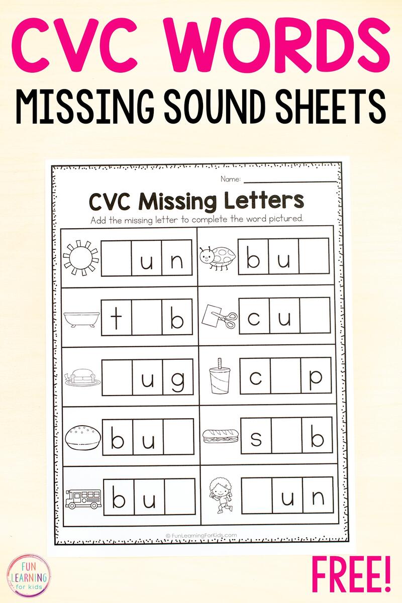 CVC Missing Letter Worksheets For Phonics Practice Write The Missing Vowels Worksheet Free Printable Digital PDF