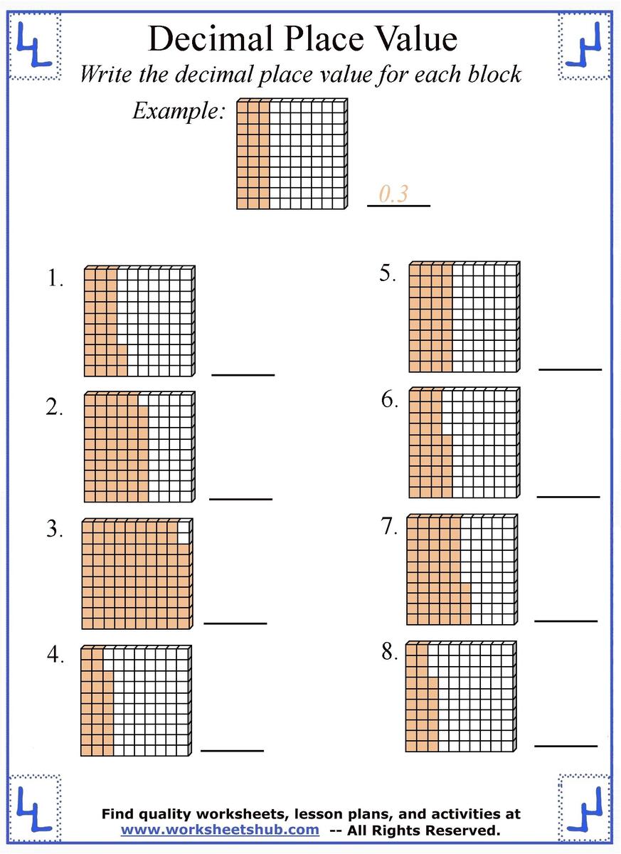 Decimal Place Value Worksheets Decimal Place Value Worksheets 4th Grade