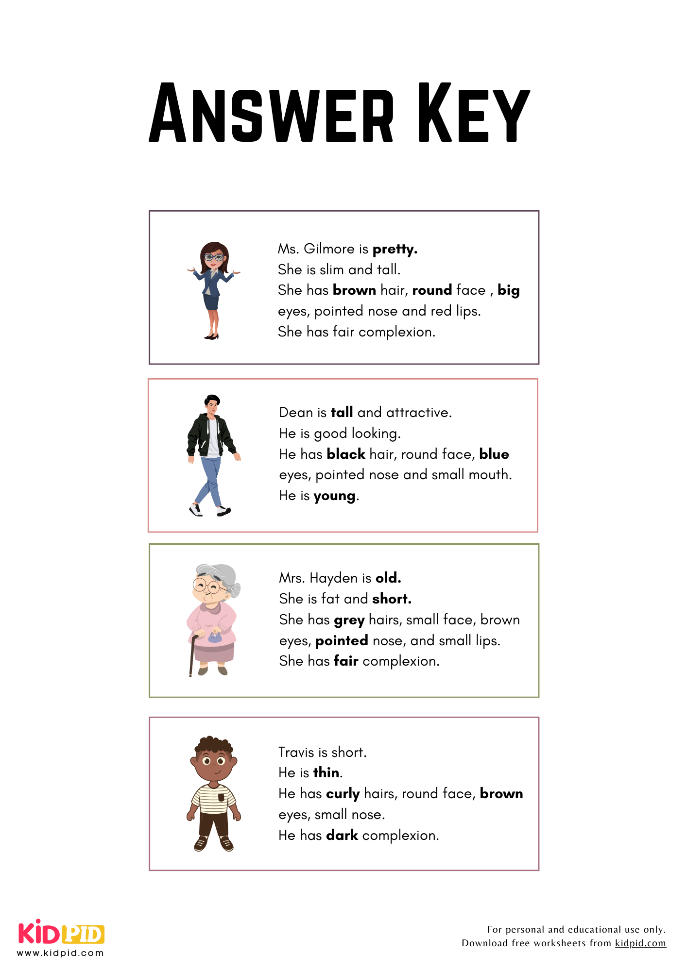 Describing People Adjectives Worksheet For Grade 2 Kidpid