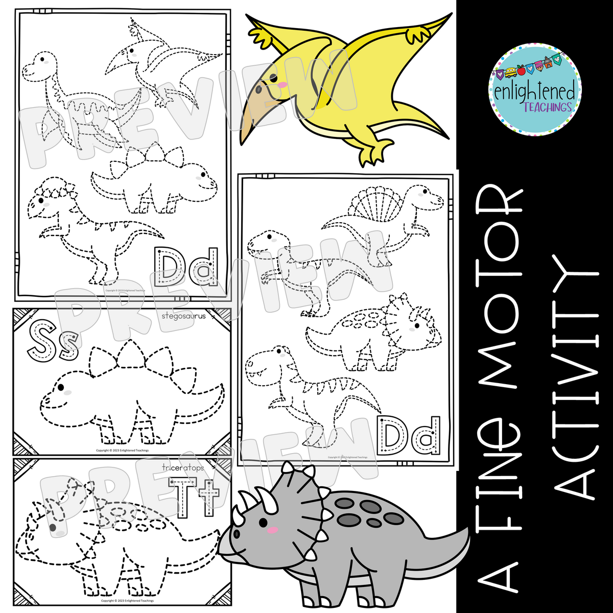 Dinosaurs Tracing Worksheets Fine Motor Activity Dinosaur Tracing Prewriting Made By Teachers