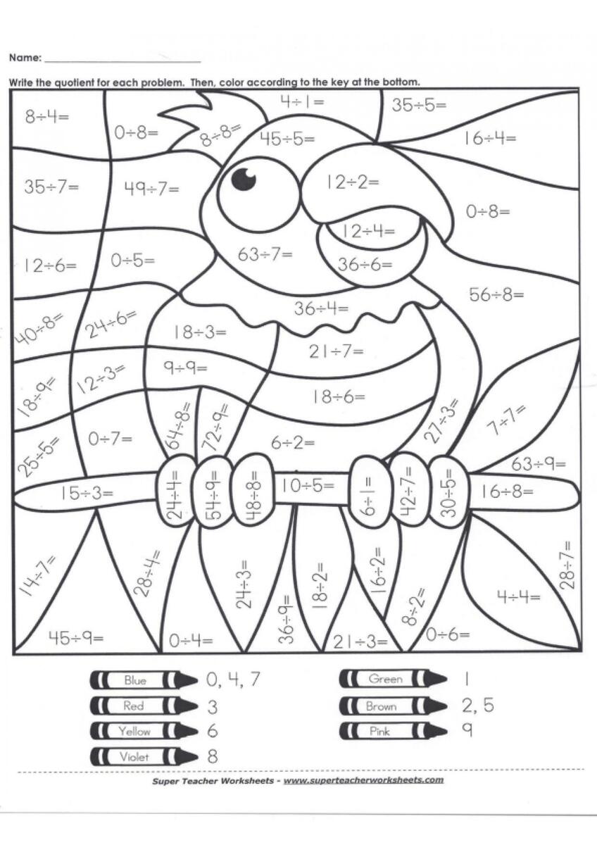Division Coloring Sheet LoveToTeach Long Division Dividing Equal Groups No Remainders Color By Number Activity Worksheet K 5 Teachers And Students Math Classful