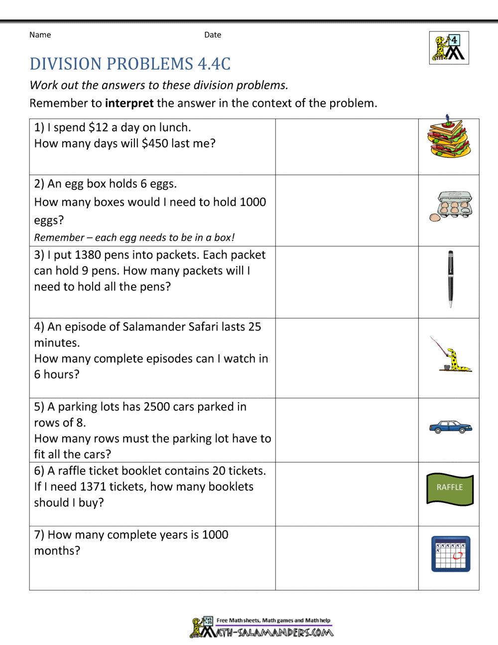 Long Division Worksheets For Grades 4 6
