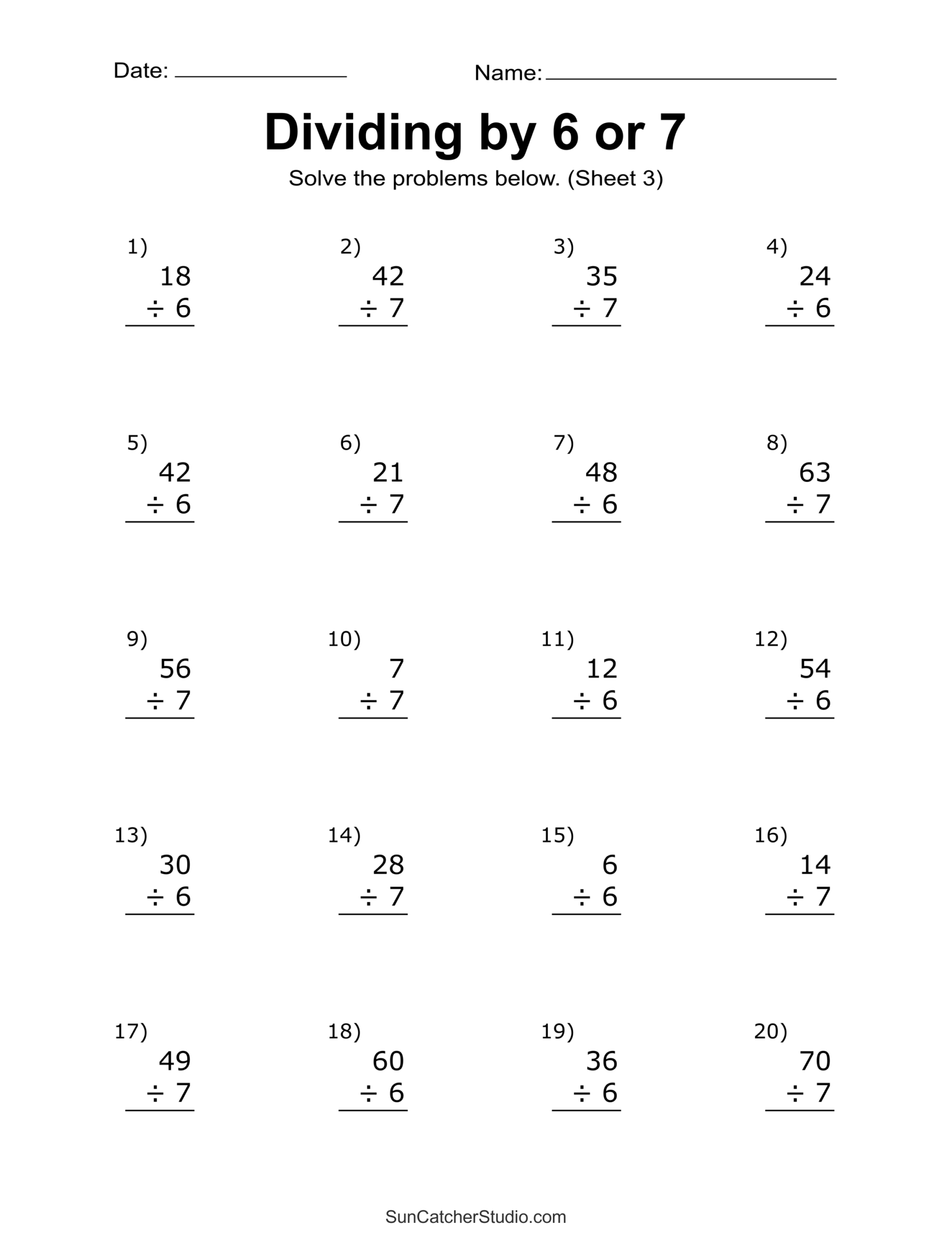 Division Worksheets Problems Free Printable Math Drills Free Printables Lettering SVG Files Tools Apps