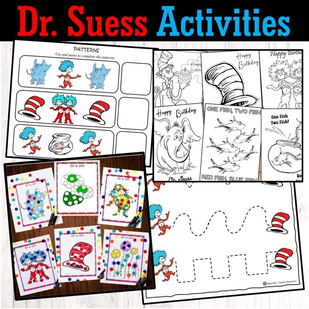Dr Seuss No Prep Pre k Activities For Read Across America Week Zippi Kids