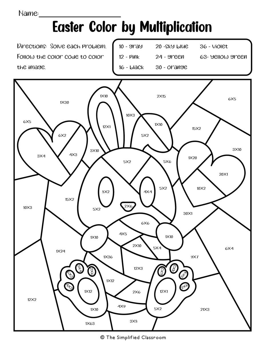 Easter Color By Code Multiplication Worksheets For 2nd 3rd The Simplified Classroom Easter Color By Code Multiplication Worksheets For 2nd 3rd The Simplified Classroom