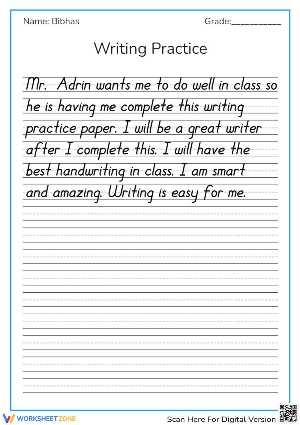 Easy Cursive Practice Sentences For 4Th Graders Cursive Worksheets