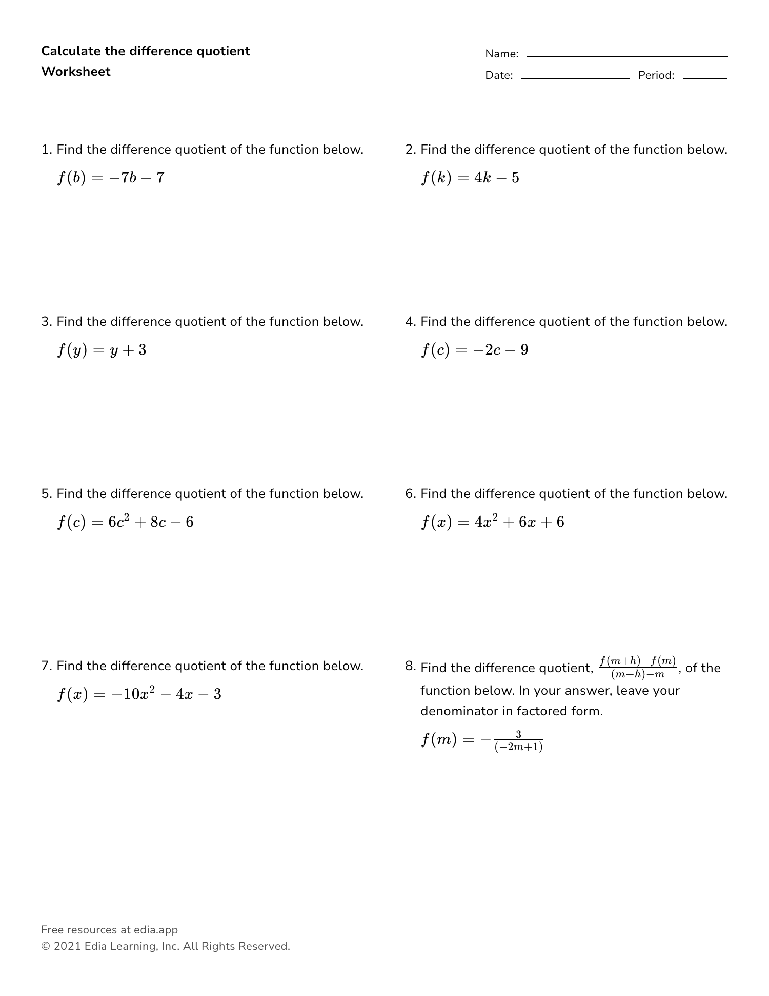 WORKSHEETS ON PRE CALCULUS Worksheets Library