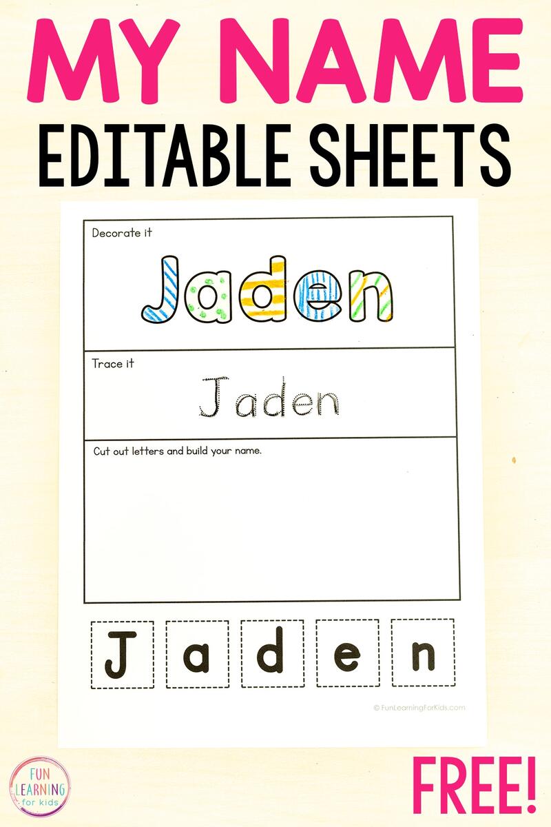 Editable Cut And Paste Build Your Name Worksheets Kindergarten Name Tracing Worksheets Printable