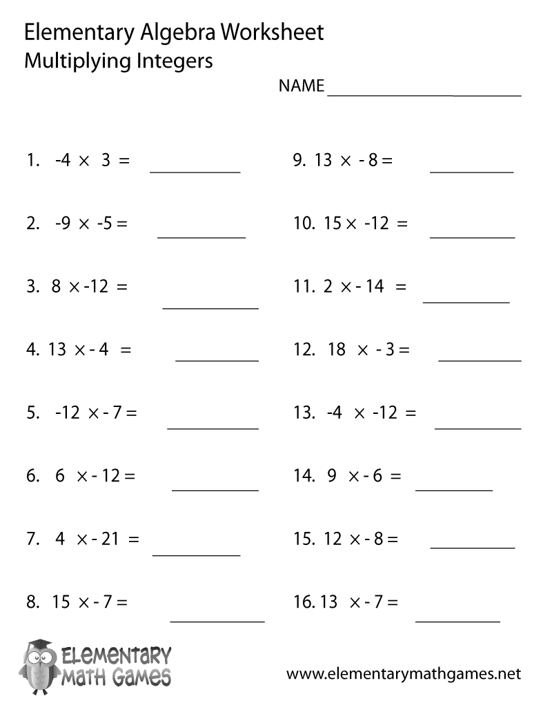 Elementary Algebra Multiply Integers Worksheet Integers Multiplying With Integer Chips Digital And Printable Worksheets Library