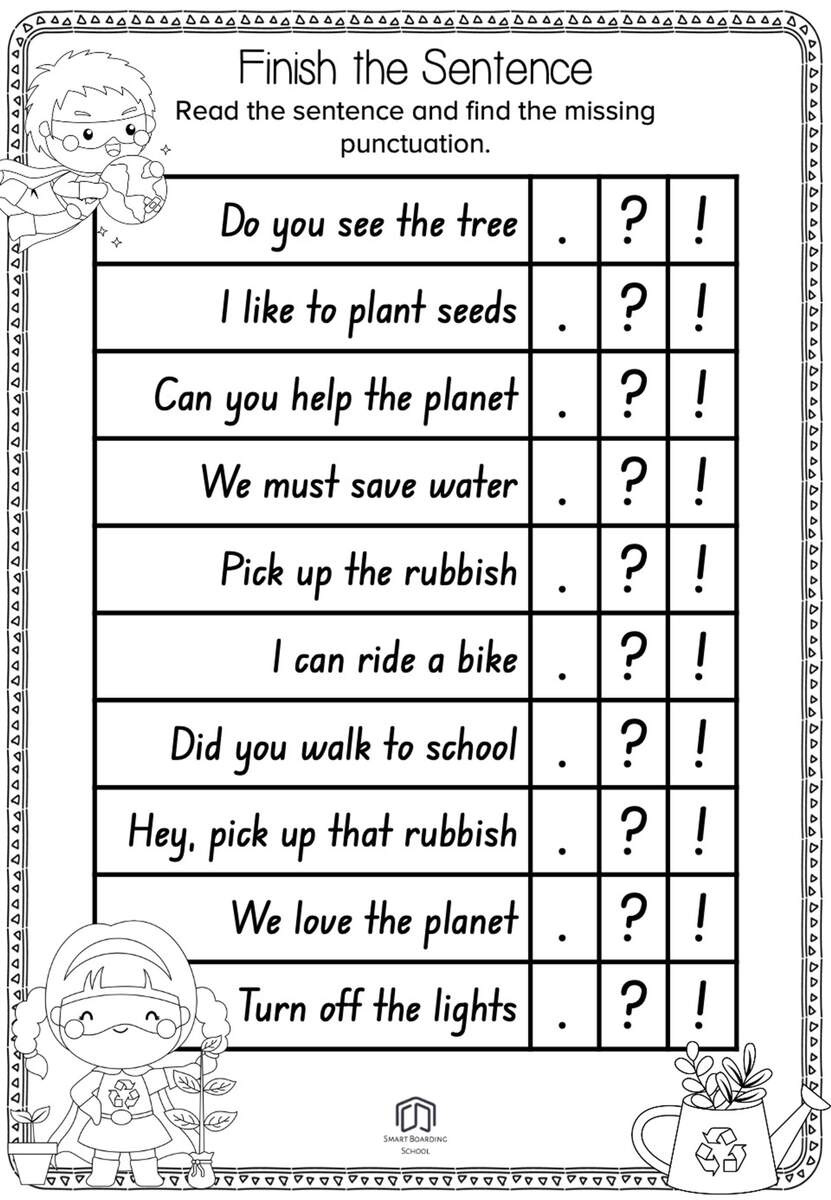 Ending Punctuation Worksheets
