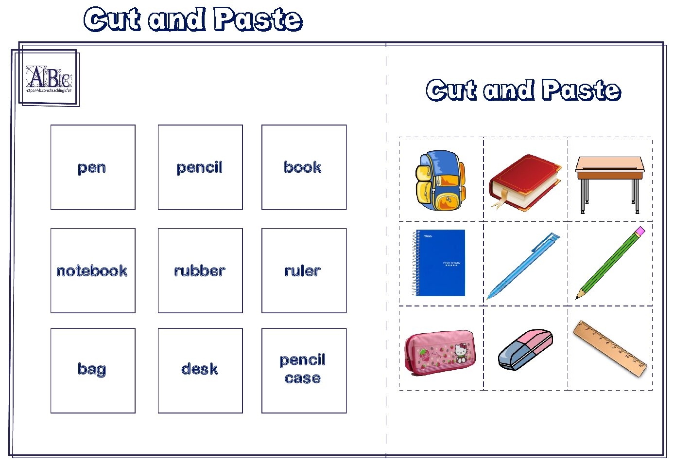 English For Kids Step By Step School Vocabulary Worksheets Free PDF