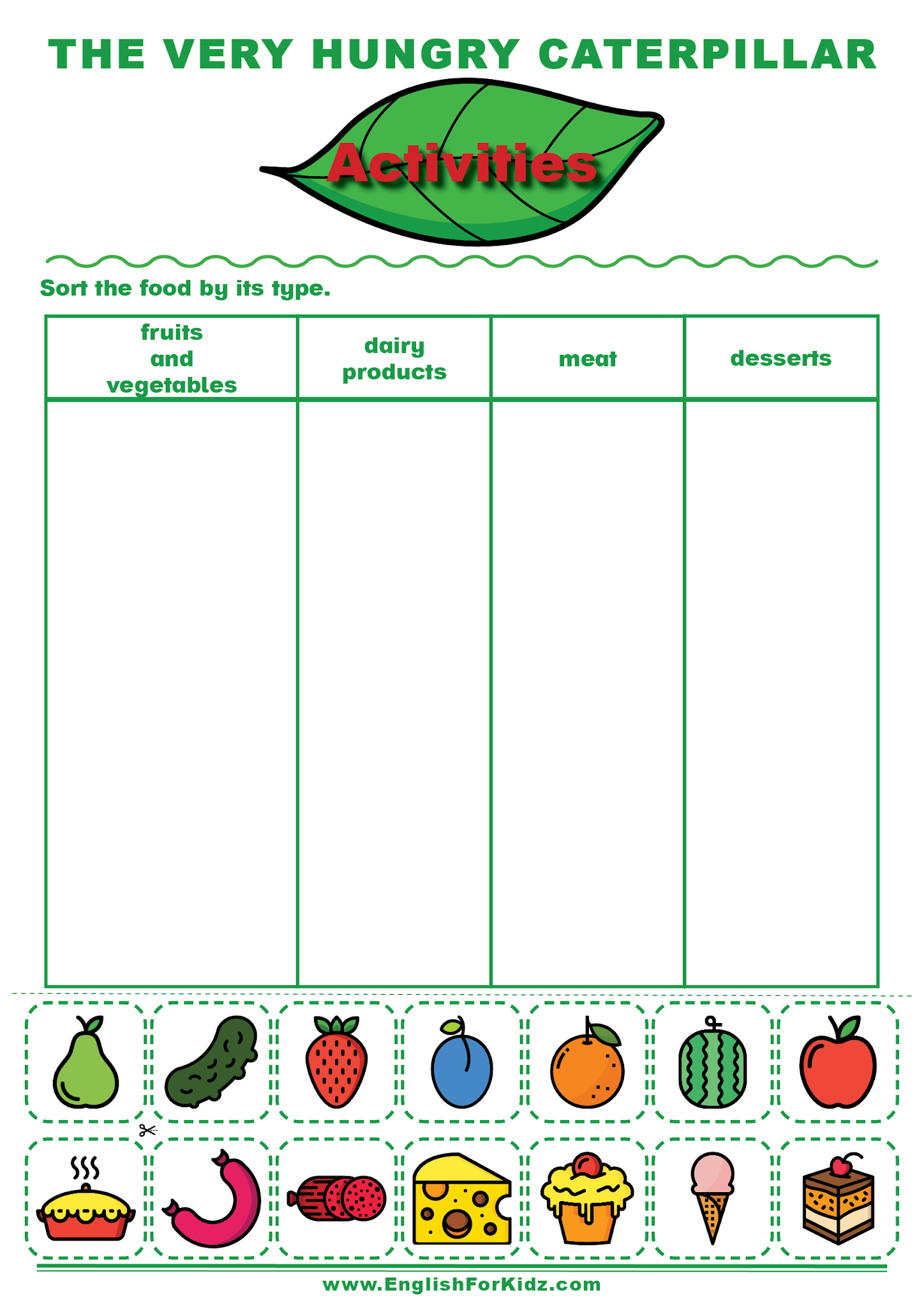 English For Kids Step By Step The Very Hungry Caterpillar Activities Hungry Caterpillar Worksheet ARTiculation360