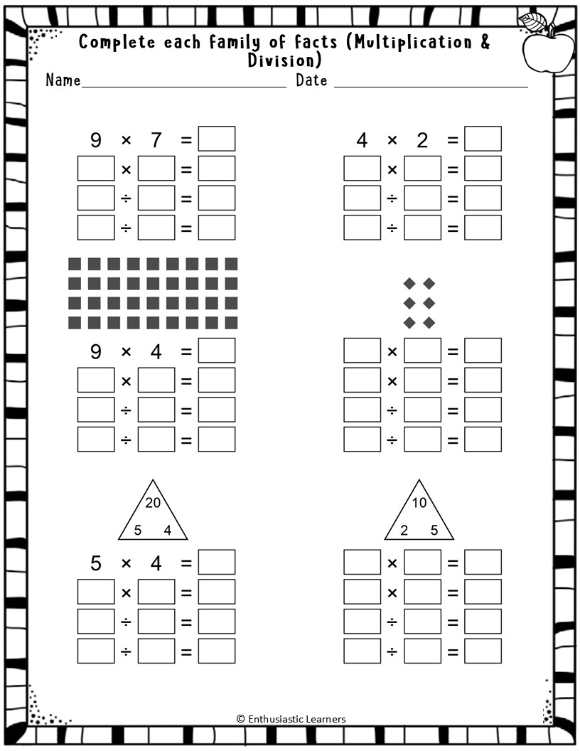 Fact Families Multiplication Division Worksheets Math Problems Teaching Resources