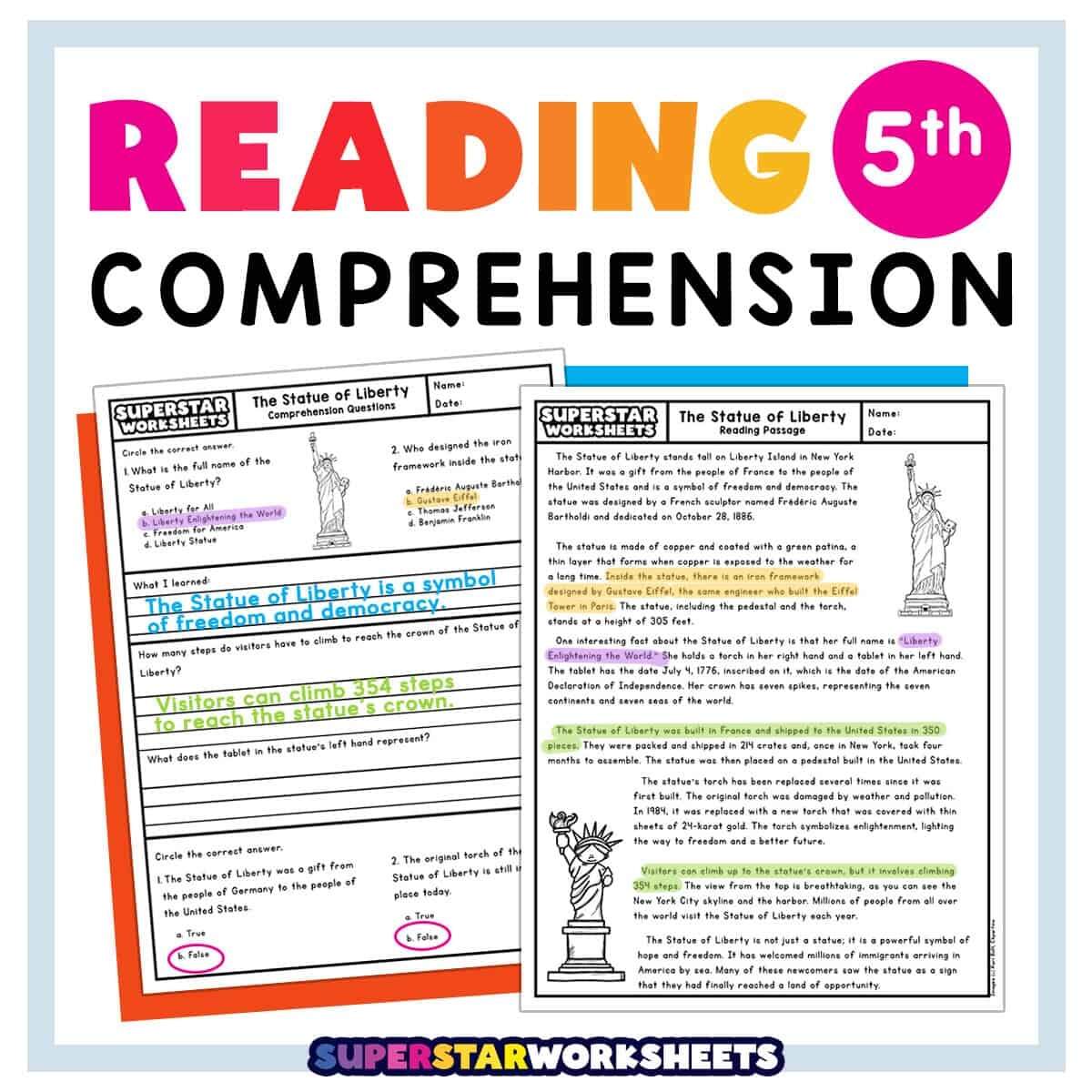 5th Grade Reading Comprehension Worksheets Inference Main Idea Text Evidence