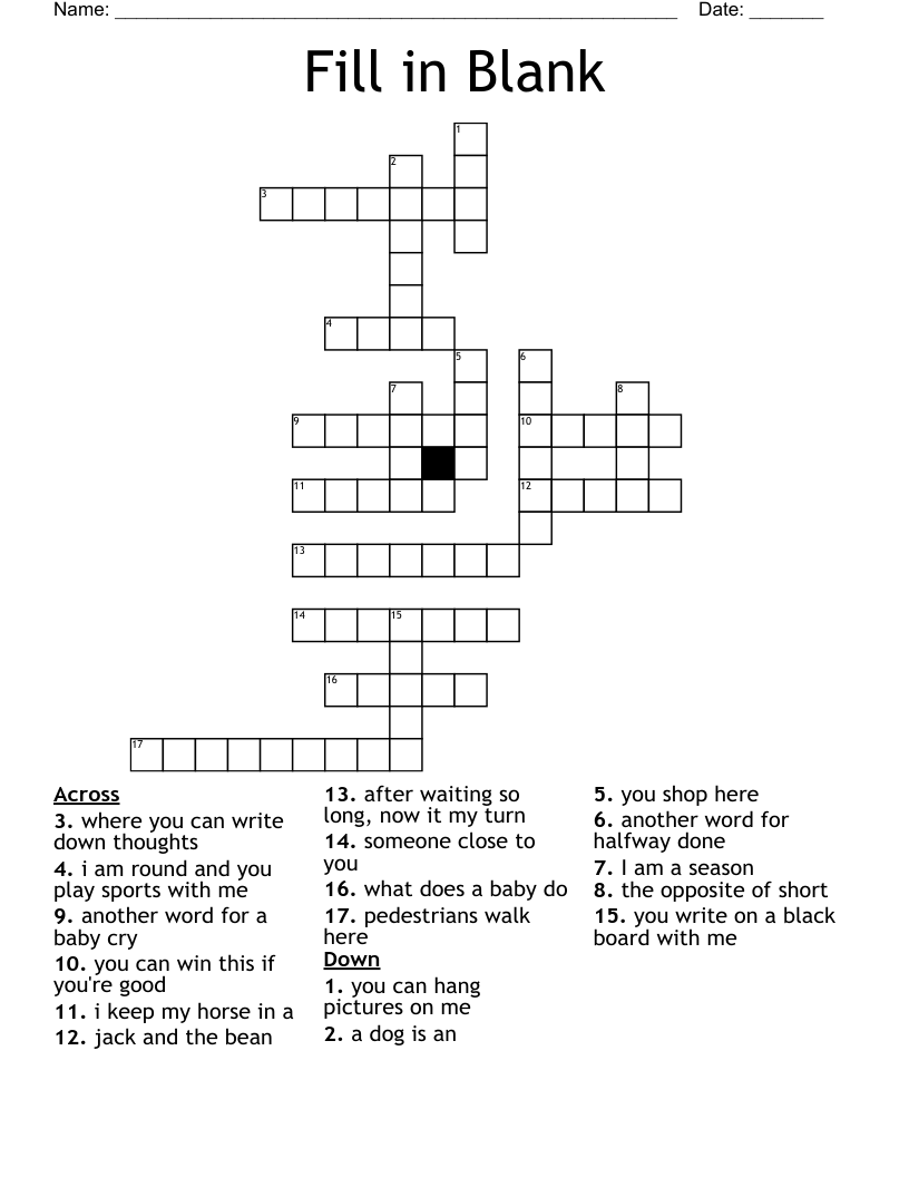 Fill In Blank Crossword WordMint FREE Printable Fill In Puzzles PDF Download