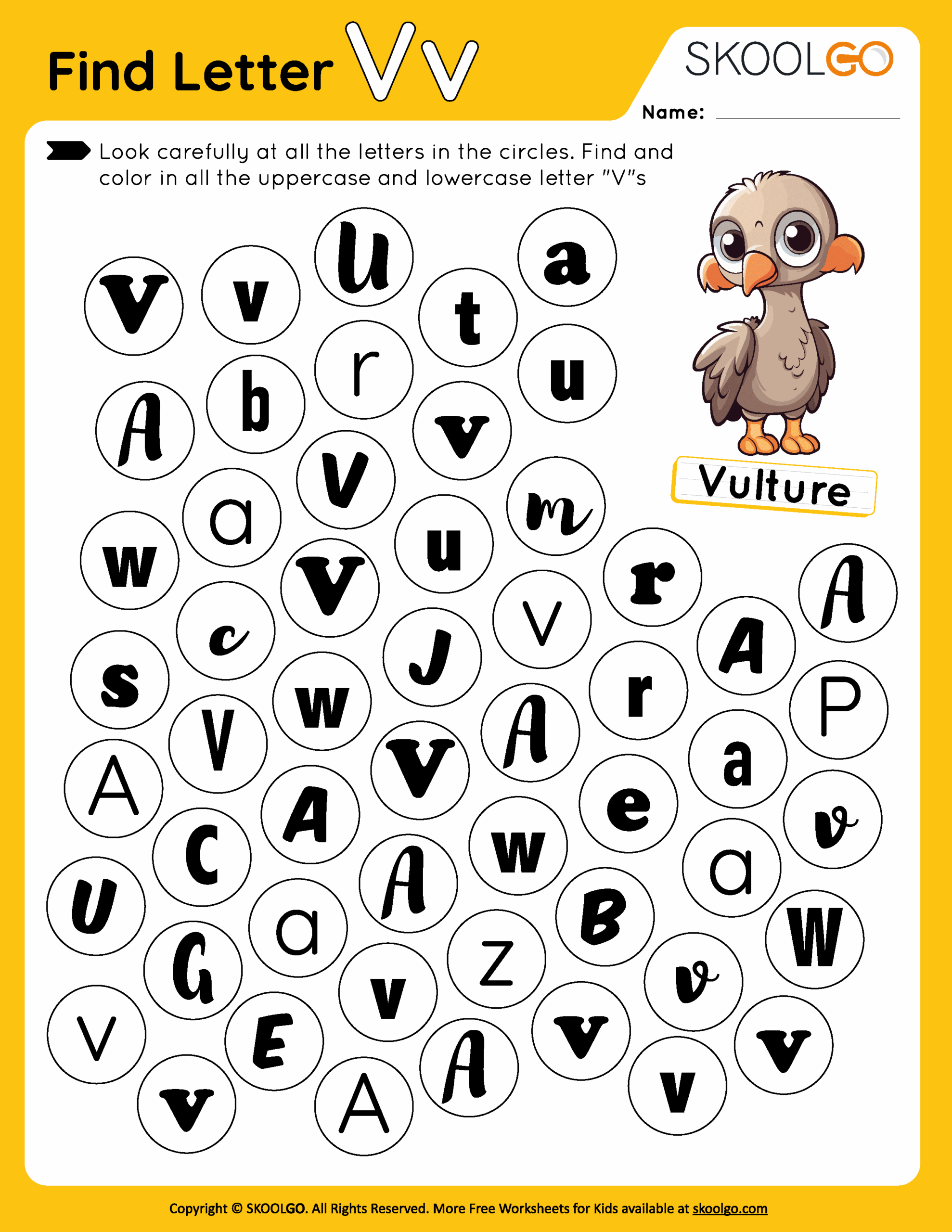 Find Letter V Free Worksheet For Kids SKOOLGO