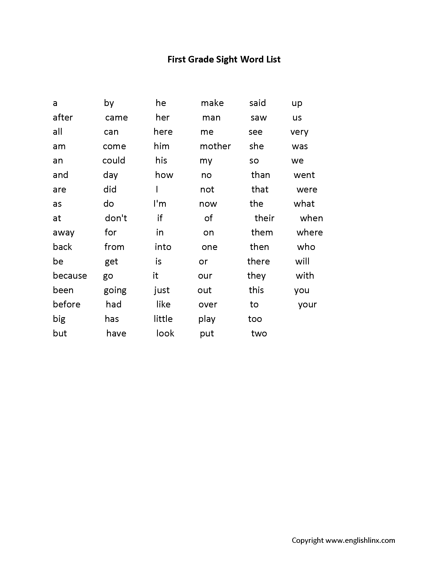 First Grade Spelling Worksheets First Grade Spelling List Worksheets