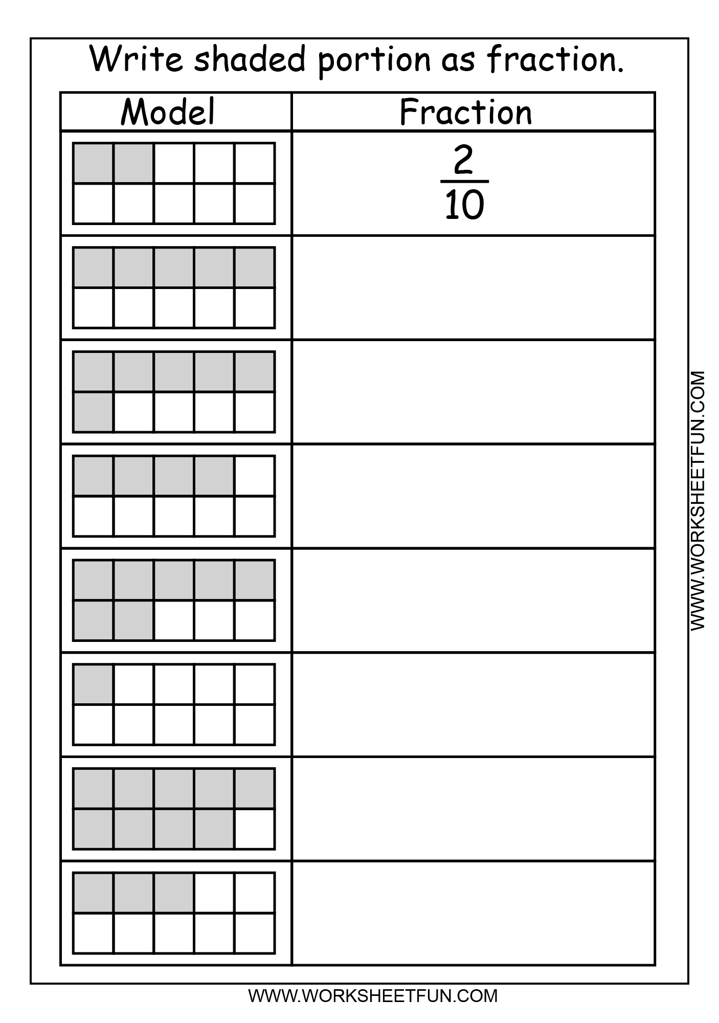 Fraction Model 2 Worksheets FREE Printable Worksheets Worksheets Library