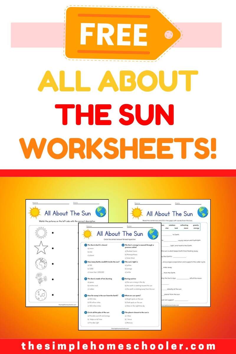 Free All About The Sun Worksheet Packet The Simple Homeschooler Solar System Matching Worksheet