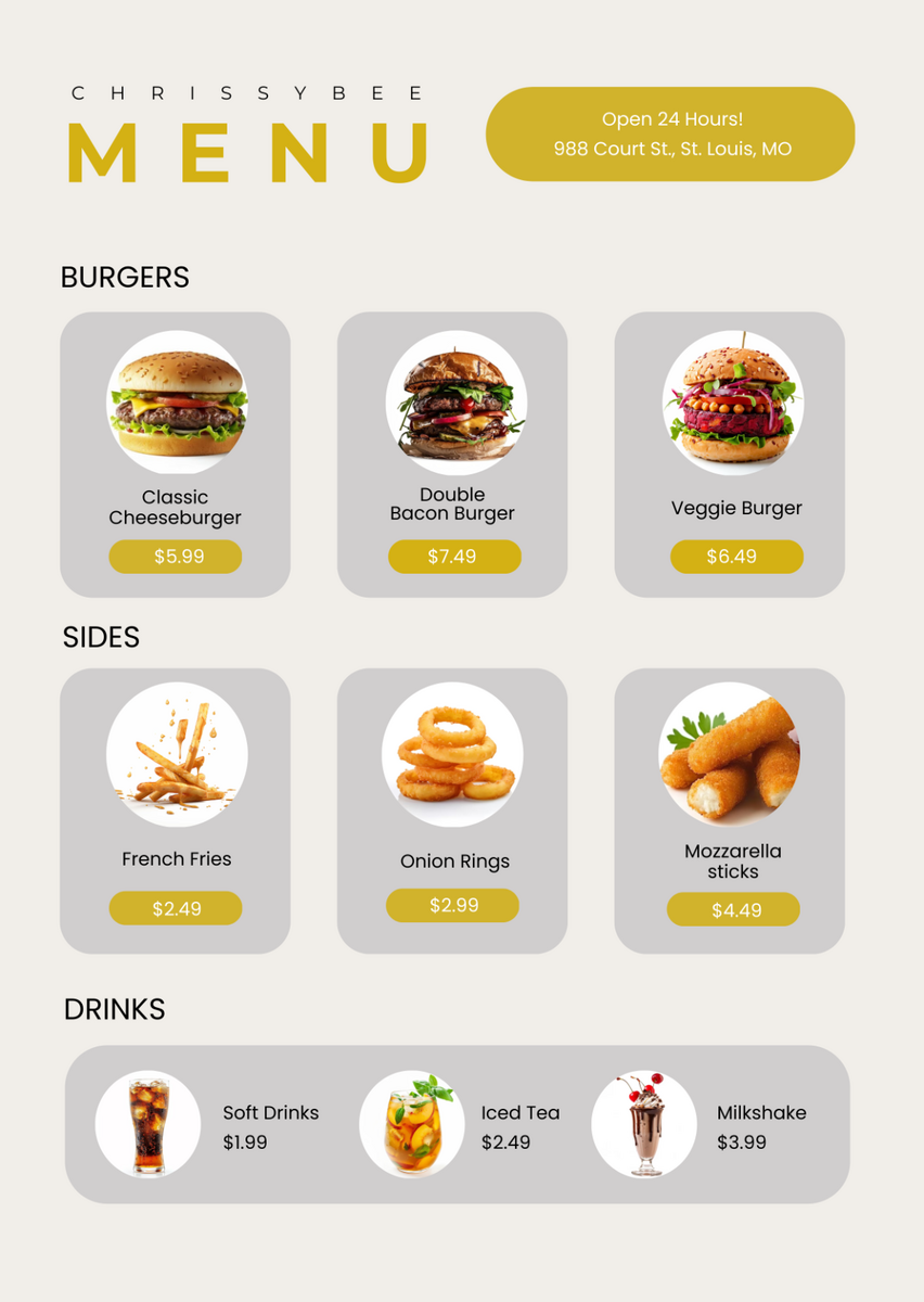Free Blank Fast Food Menu Template To Edit Online