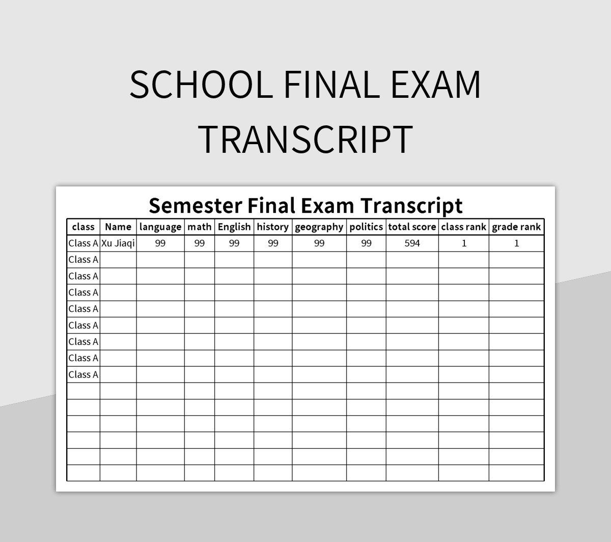 Free Excel High School Transcript Templates For Google Sheets And Microsoft Excel Slidesdocs Free Excel High School Transcript Templates For Google Sheets And Microsoft Excel Slidesdocs