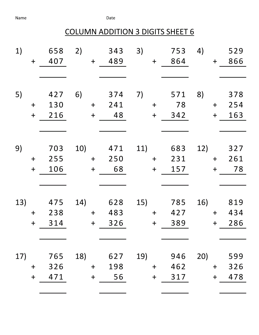 Free Math Printables