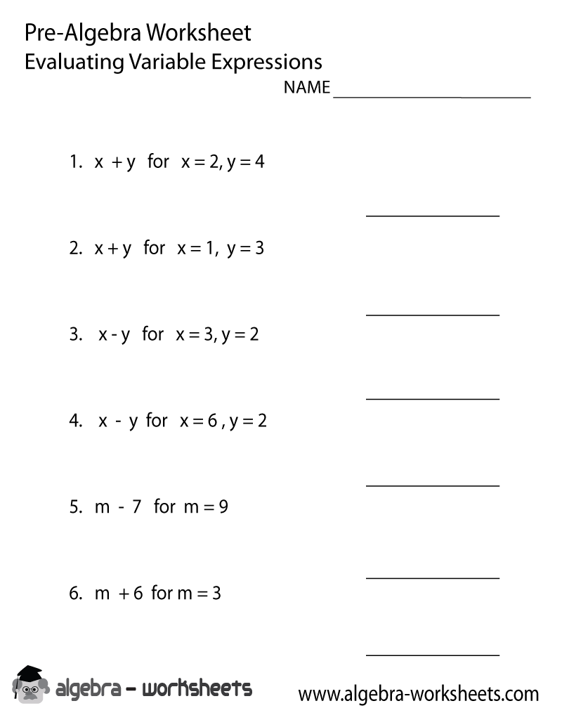 Free Pre Algebra Worksheets Practice For Success