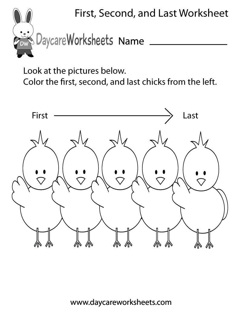 Free Preschool First Second And Last Worksheet Free Preschool First Second And Last Worksheet