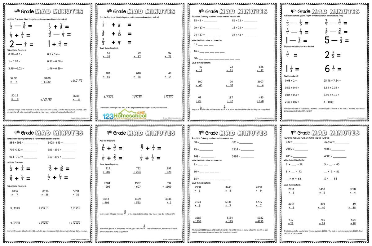 FREE Printable 4th Grade Math Worksheets Pdf Year 4 English Worksheets Free Printable