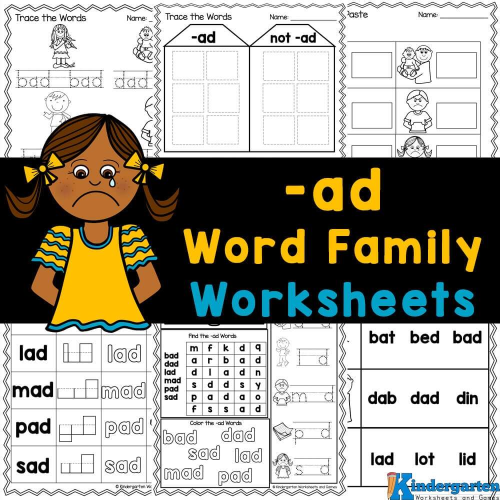 AD Word Family Worksheets The Teaching Aunt