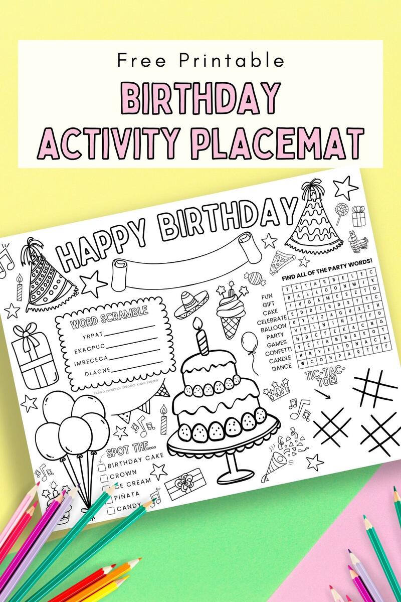 Free Printable Birthday Activity Placemat Gathering Beauty Free Printable Birthday Activity Placemat Gathering Beauty