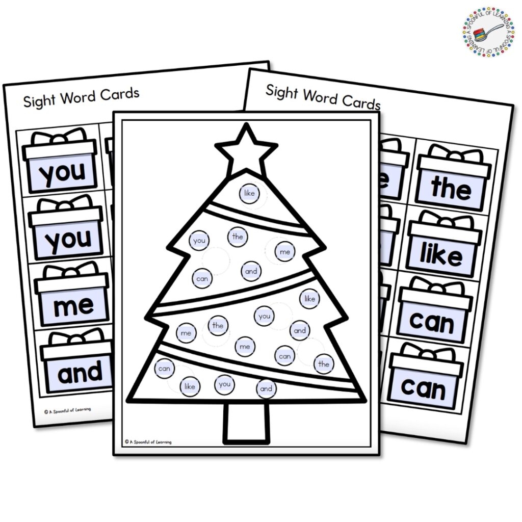 Free Printable Christmas Sight Word Game A Spoonful Of Learning Free Printable Christmas Sight Word Game A Spoonful Of Learning