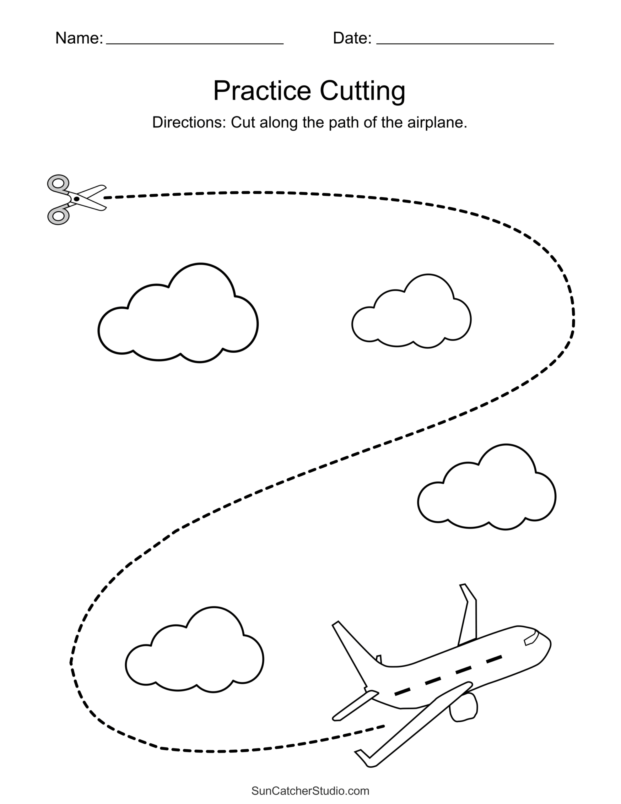 Cutting Practice For Kids Education Developing Worksheet Activity Page With Pictures Game For Children Isolated Vector Illustration Funny Charact Stock Vector Image Art Alamy