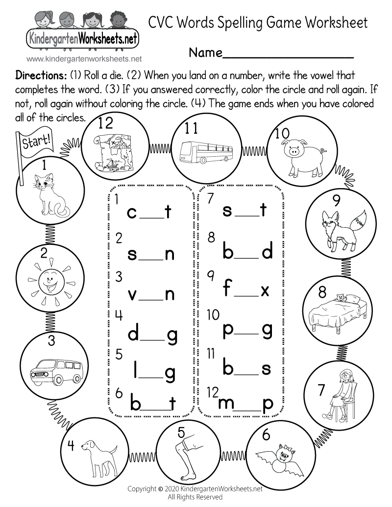 Free CVC Worksheet Kindergarten Downloadable Worksheets
