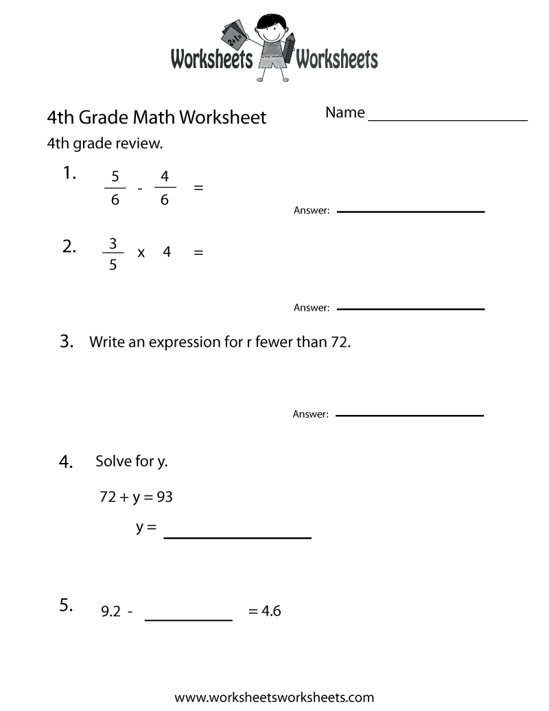 4th Grade Math Spiral Review Worksheets Quarter 3 Made By Teachers