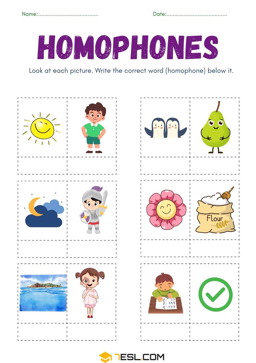 Free Printable Homophones Worksheets Fun Activities For Kids PDF 7ESL
