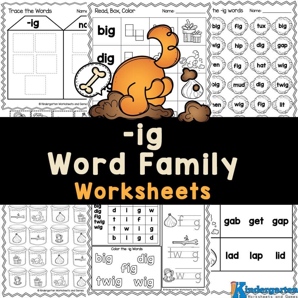 FREE Printable Ig Word Family Worksheets For Kindergarten FREE Printable Ig Word Family Worksheets For Kindergarten