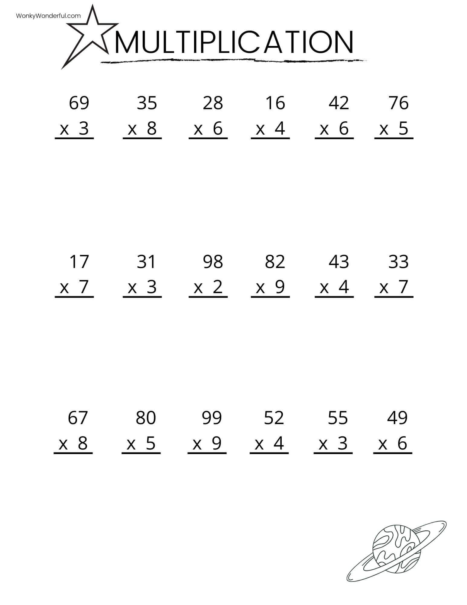 Free Multiplication Worksheet To Use And Print Canva